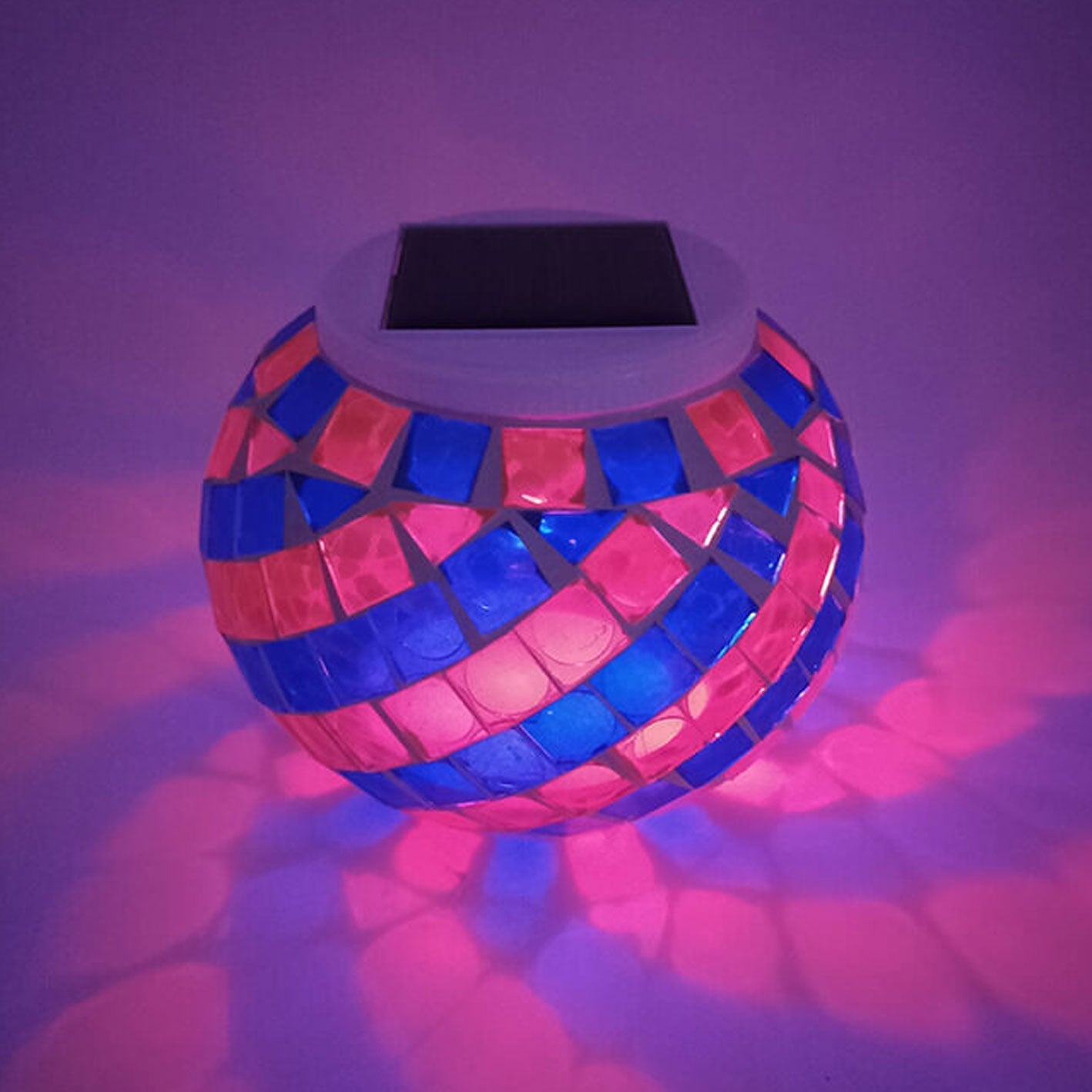 Solar Creative Stained Glass Spiral Pattern Design LED Outdoor Decorative Light