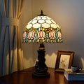 Vintage Tiffany Tulip Stained Glass Angel Base 1-Light Table Lamp