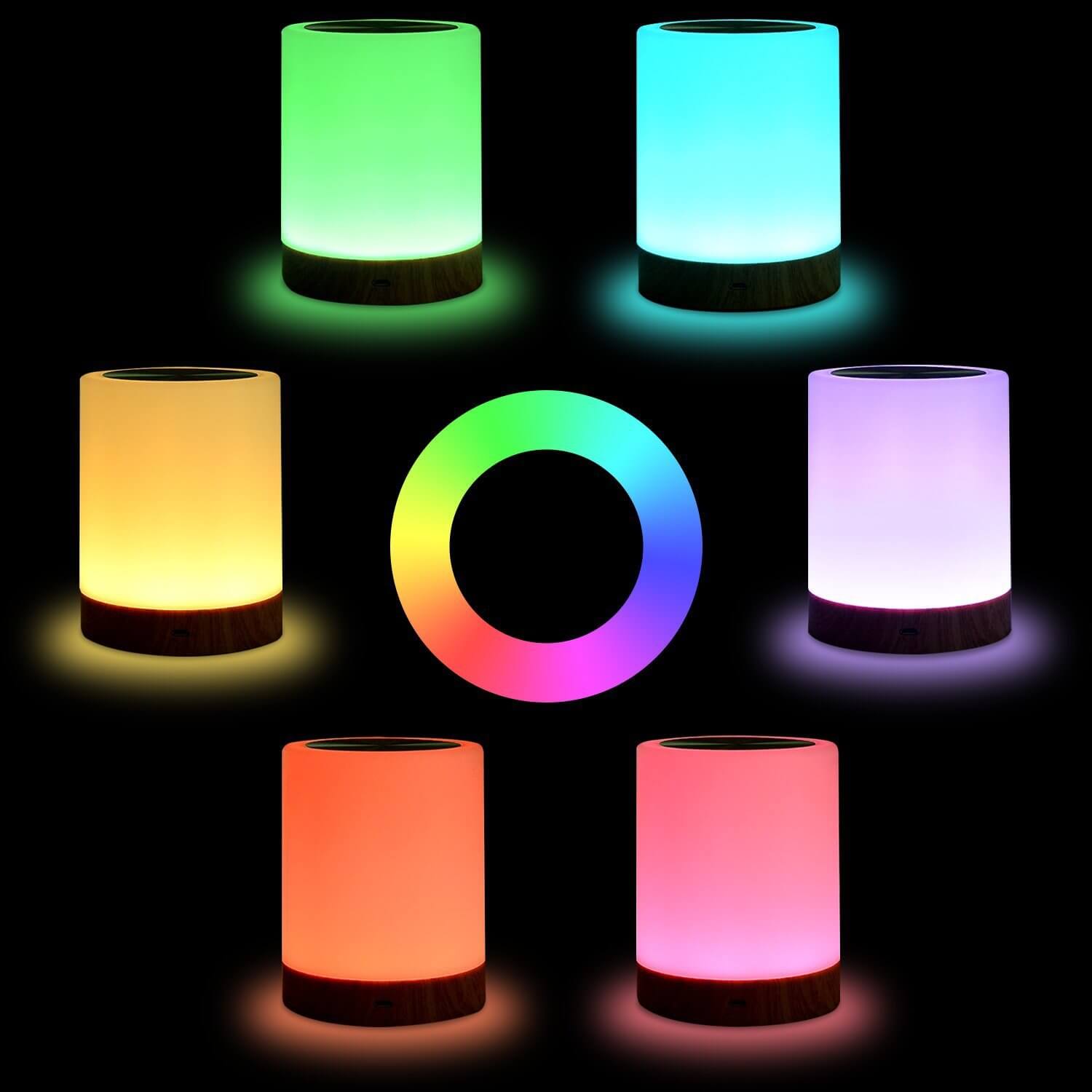 Creative Wood Grain Night Light Rechargeable Atmosphere Lamp