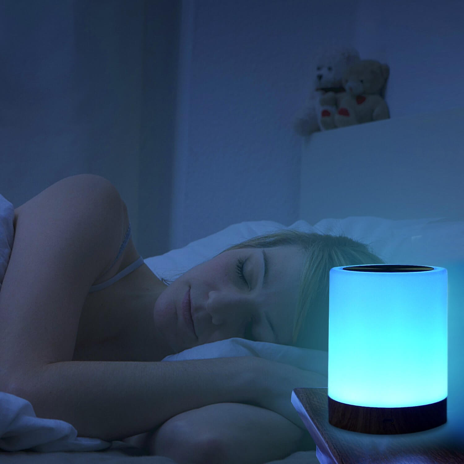 Creative Wood Grain Night Light Rechargeable Atmosphere Lamp