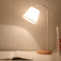Nordic Minimalist Cone Linen Shade Wood Base 1-Light Table Lamp