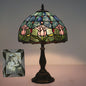 European Vintage Tulip Stained Glass Dome 1-Light Table Lamp