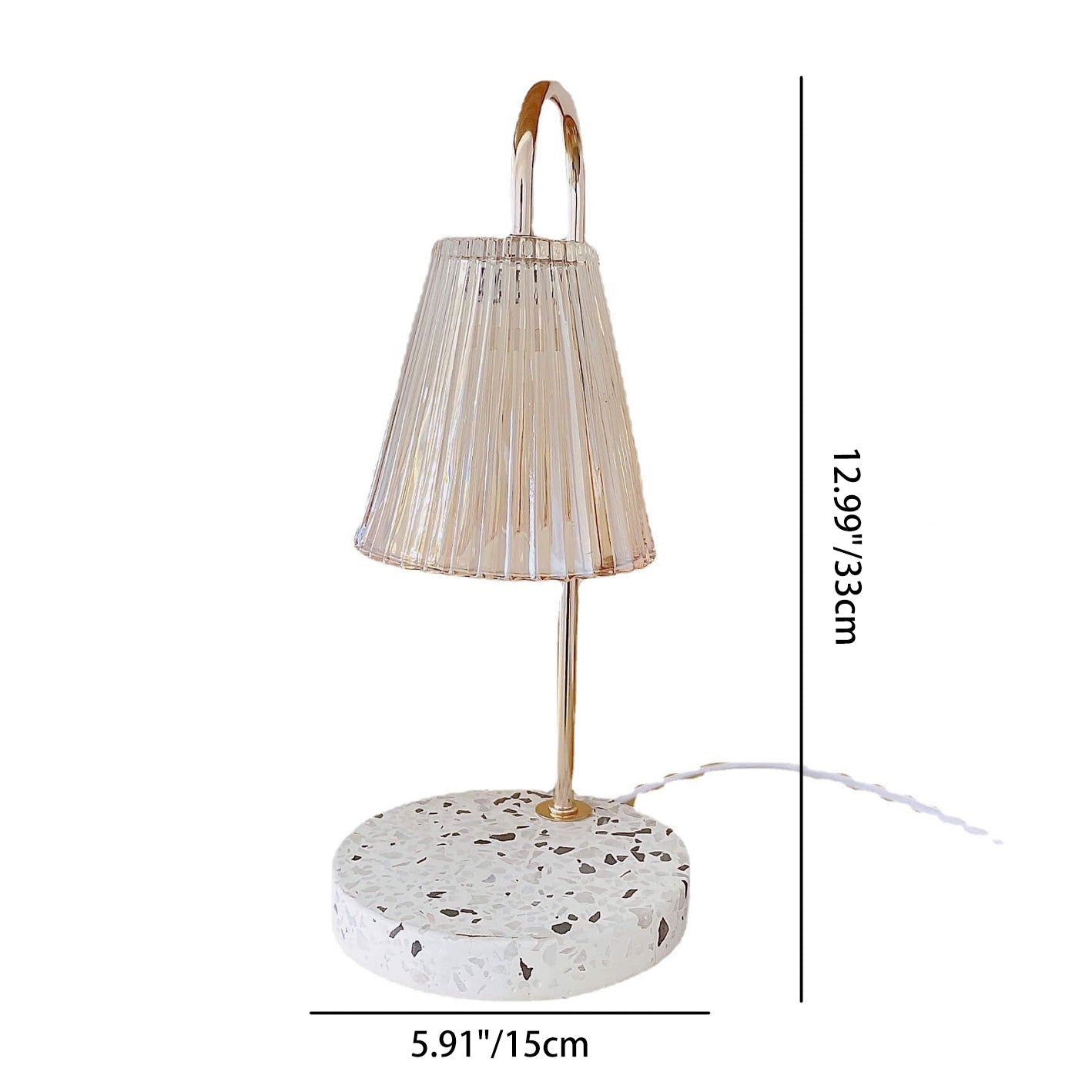 Contemporary Scandinavian Glass Terrazzo Base 1-Light Melting Wax Table Lamp For Bedroom