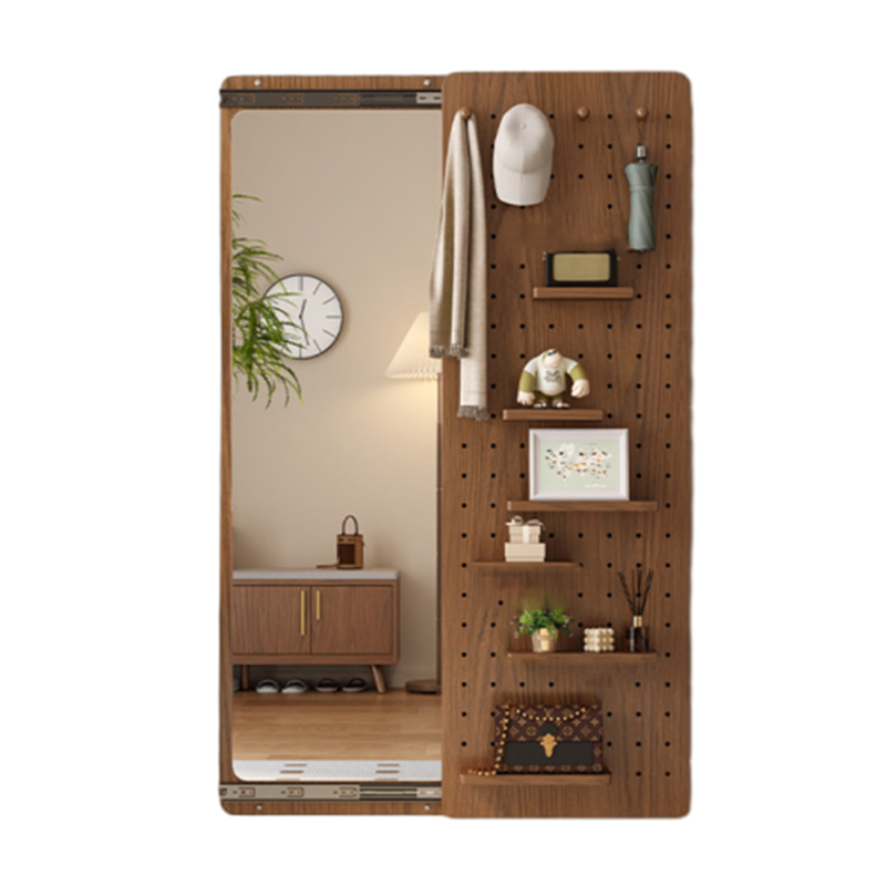 Wall Mirror with Sliding Pegboard Storage & Hooks