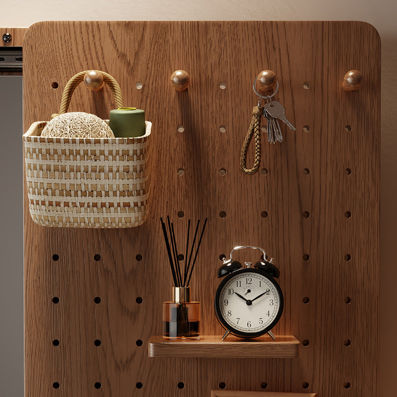 Wall Mirror with Sliding Pegboard Storage & Hooks