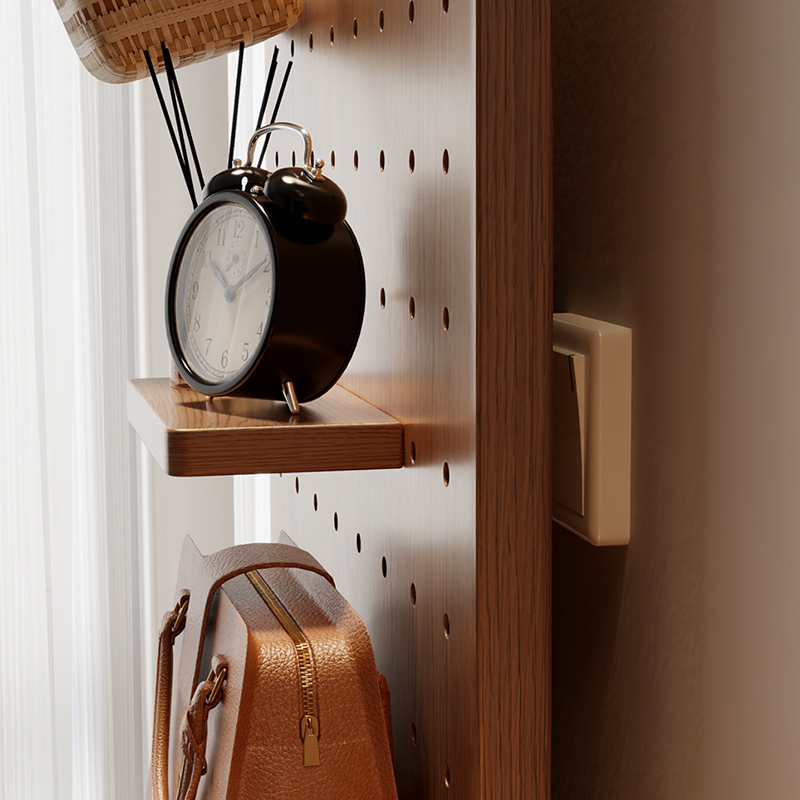 Wall Mirror with Sliding Pegboard Storage & Hooks