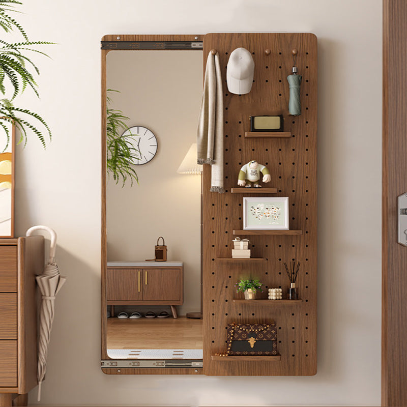 Wall Mirror with Sliding Pegboard Storage & Hooks