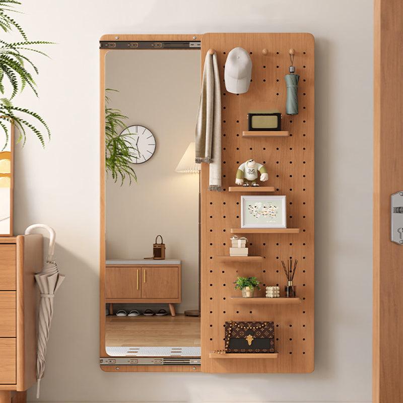 Wall Mirror with Sliding Pegboard Storage & Hooks