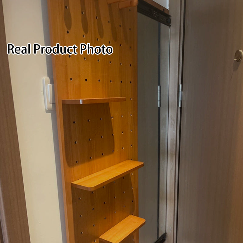 Wall Mirror with Sliding Pegboard Storage & Hooks