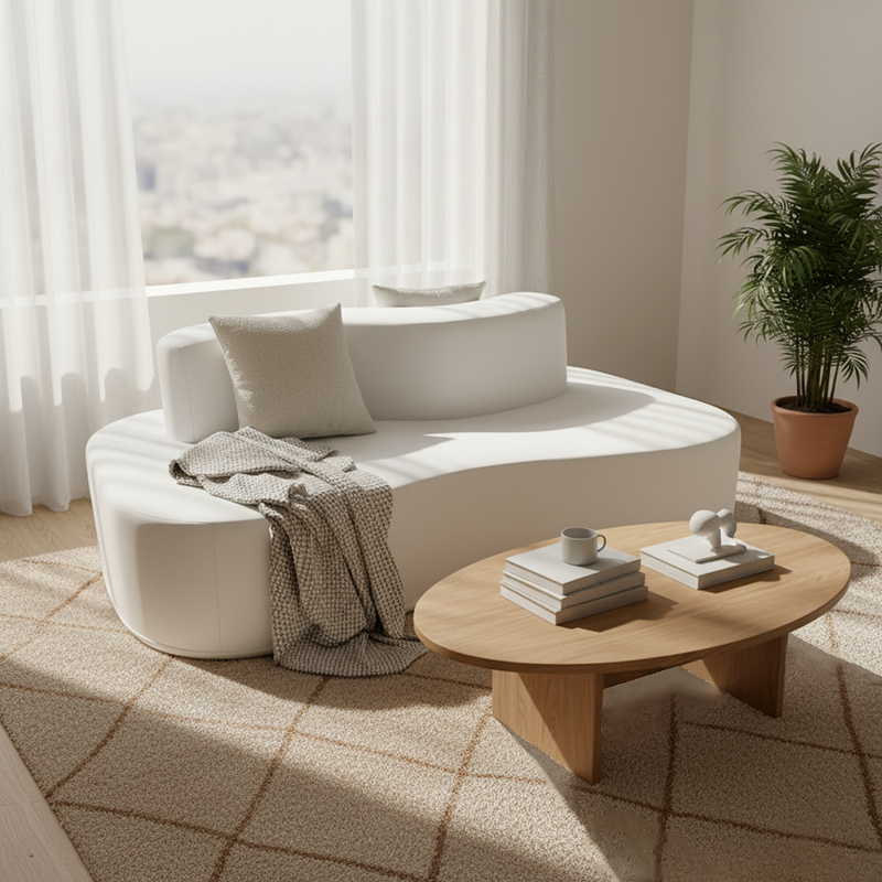 Curved Chenille Sectional Sofa