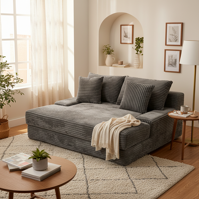 Modular Corduroy Sofa Bed
