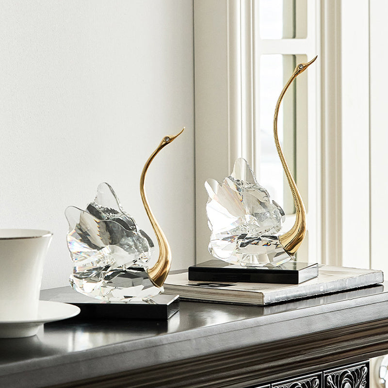 Crystal Glass Swan Figurine Set