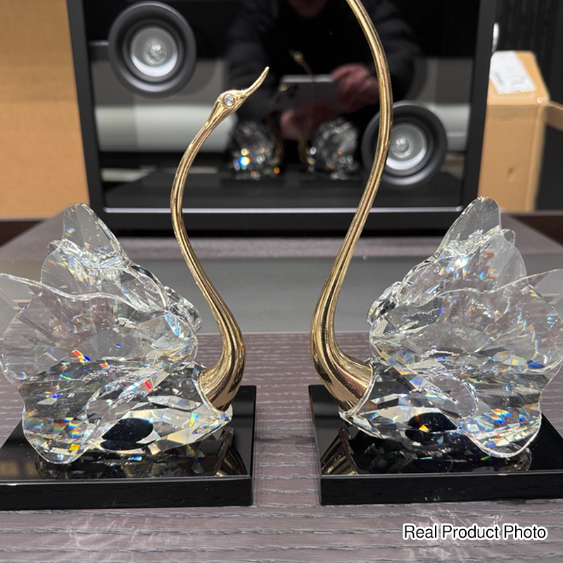 Crystal Glass Swan Figurine Set