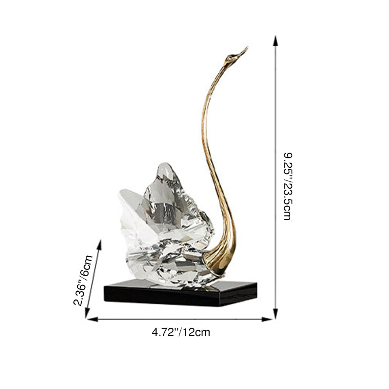 Crystal Glass Swan Figurine Set