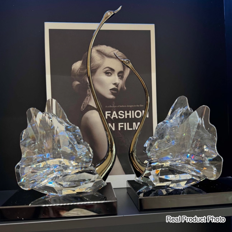 Crystal Glass Swan Figurine Set