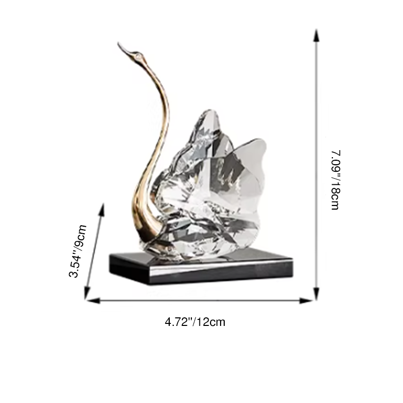 Crystal Glass Swan Figurine Set
