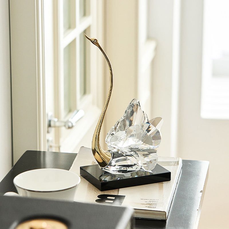 Crystal Glass Swan Figurine Set