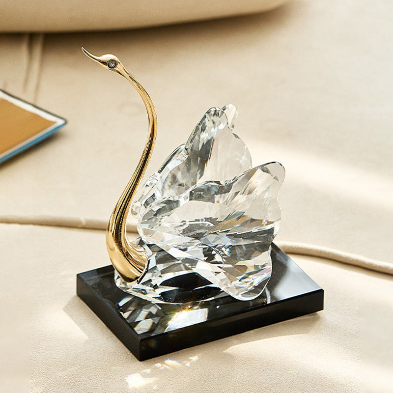 Crystal Glass Swan Figurine Set