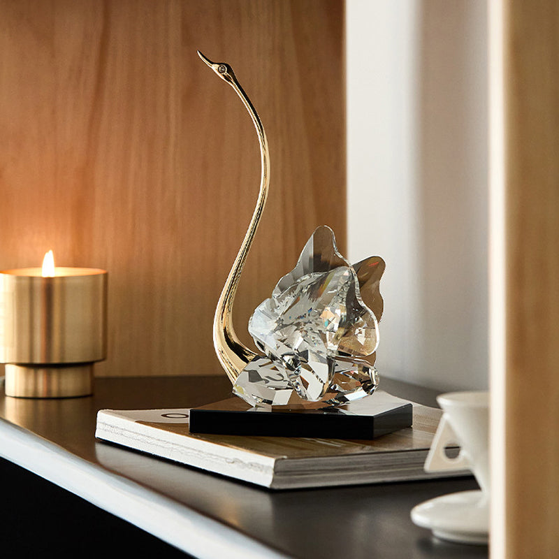 Crystal Glass Swan Figurine Set