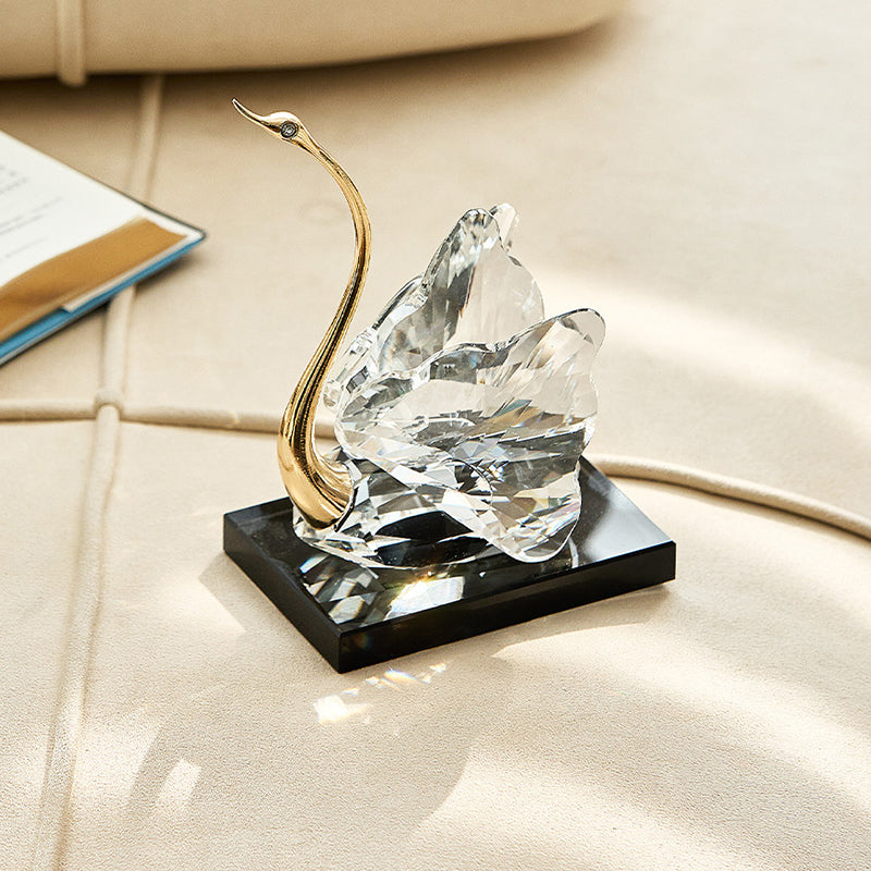 Crystal Glass Swan Figurine Set