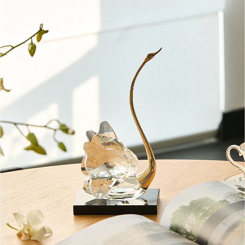 Crystal Glass Swan Figurine Set