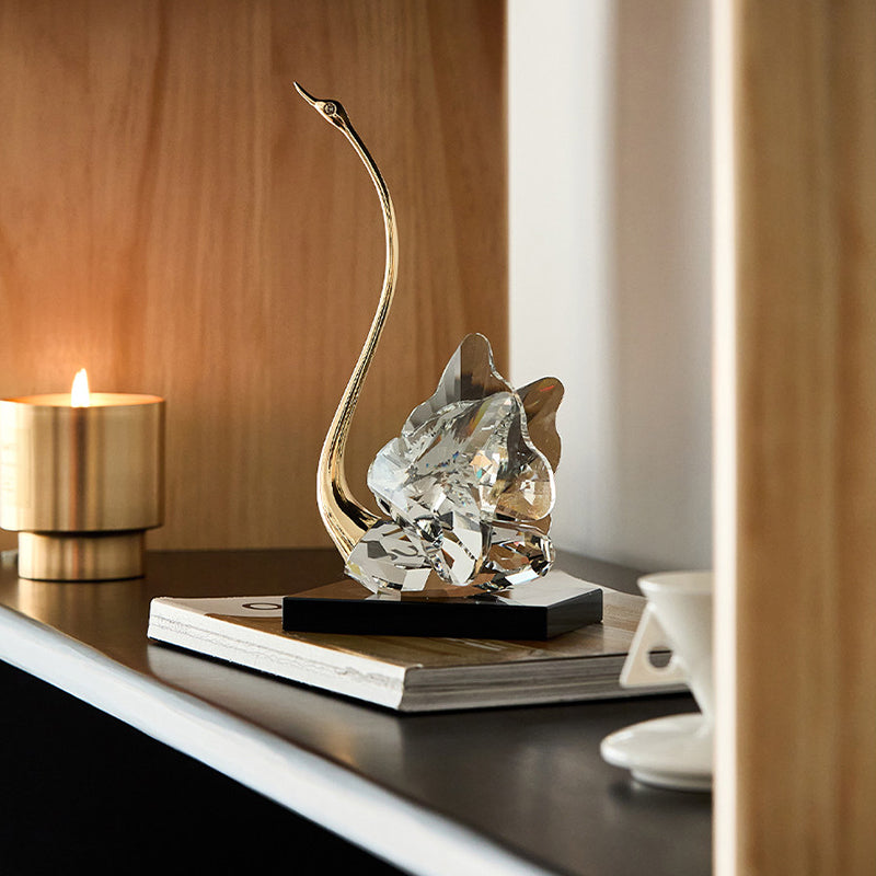 Crystal Glass Swan Figurine Set