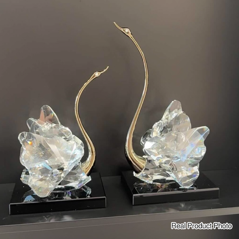 Crystal Glass Swan Figurine Set