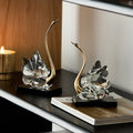 Crystal Glass Swan Figurine Set