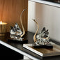 Crystal Glass Swan Figurine Set