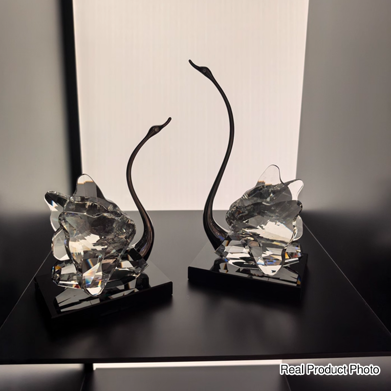 Crystal Glass Swan Figurine Set