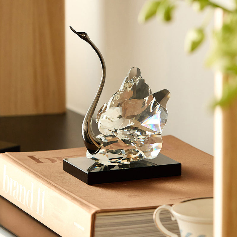 Crystal Glass Swan Figurine Set