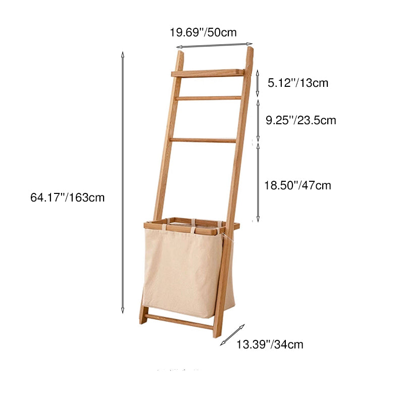 Wood Garment Rack Hall Tree With Basket