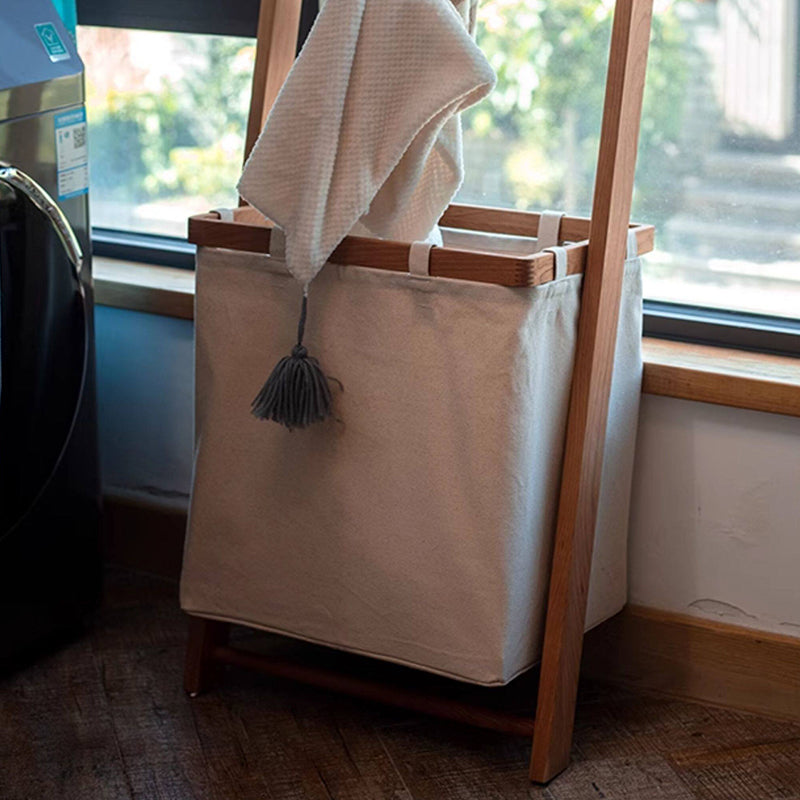 Wood Garment Rack Hall Tree With Basket