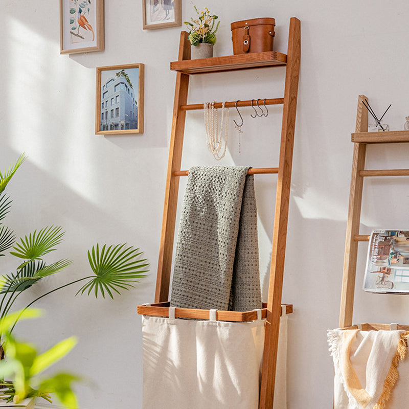 Wood Garment Rack Hall Tree With Basket