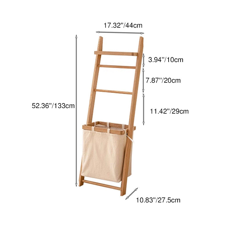 Wood Garment Rack Hall Tree With Basket