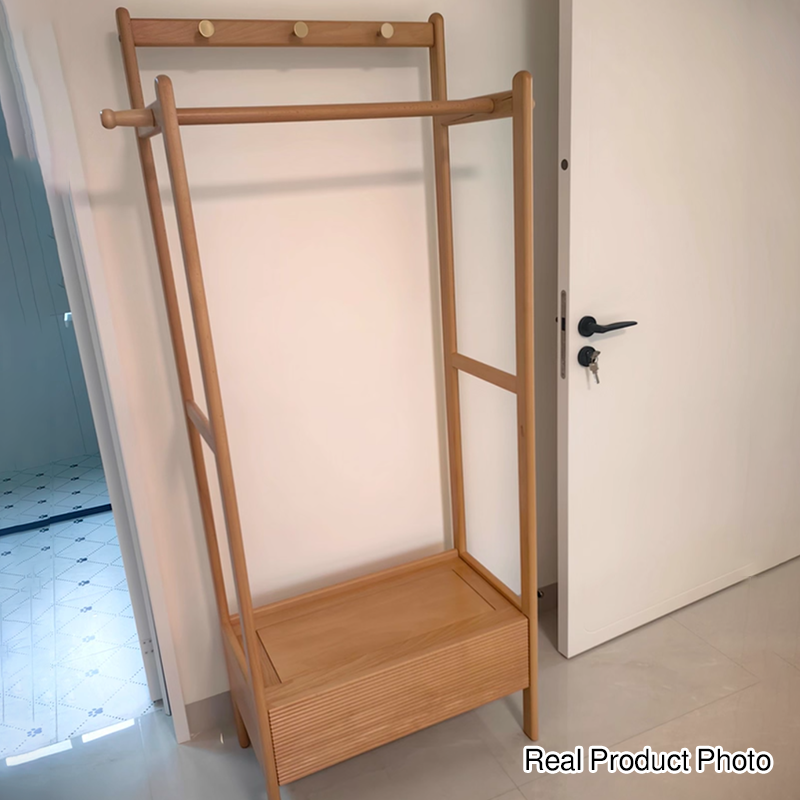 Japanese Wood Hall Tree Clothes Organizer