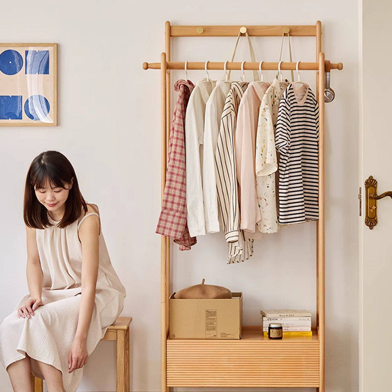 Japanese Wood Hall Tree Clothes Organizer