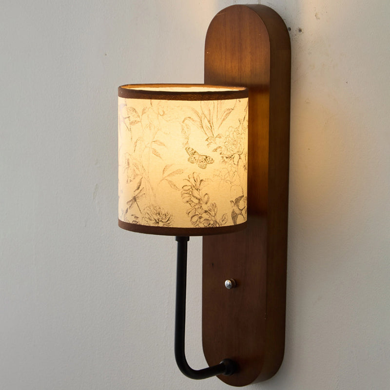Retro Rubberwood 1-Light Wall Sconce Lamp