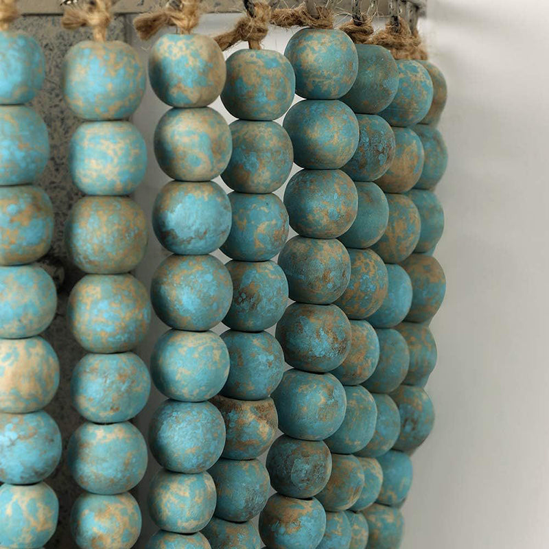 Boho Wood Beaded Wall Sconce Lamp
