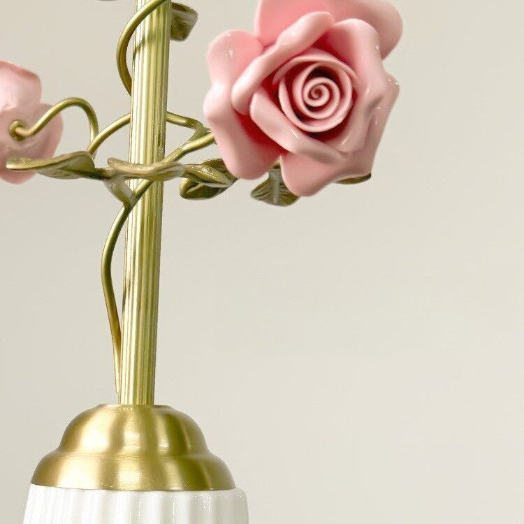 French Floral Iron & Ceramic 1-Light Pendant Light