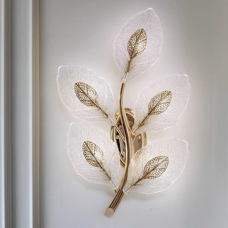 Luxury Leaf Glass 1/3/5-Light Wall Sconce Lamp