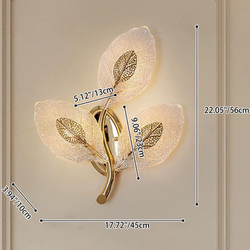 Luxury Leaf Glass 1/3/5-Light Wall Sconce Lamp