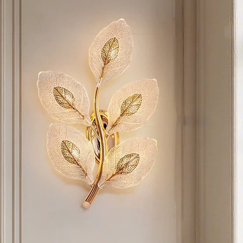 Luxury Leaf Glass 1/3/5-Light Wall Sconce Lamp