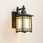 Traditional Chinese Waterproof Lantern Shaped Aluminum Glass 1-Light Outdoor Wall Sconce Lamp For Garden