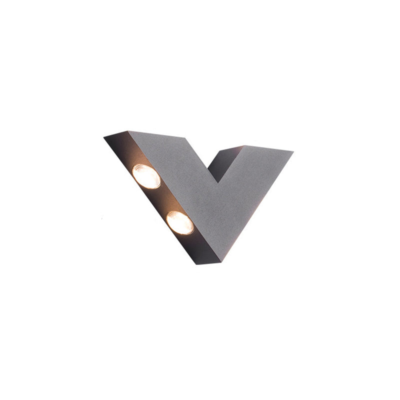 Modern Minimalist Waterproof V-Shaped Aluminum PC LED Wall Sconce Lamp For Garden