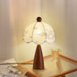 Traditional Vintage Flower-shaped Metal Wood Fabric 1-Light Table Lamp For Bedroom