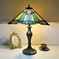 Traditional Tiffany Lines Flower Pattern Resin Glass 2-Light Table Lamp For Bedroom