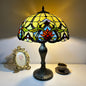 Traditional Tiffany Lines Flower Pattern Resin Glass 2-Light Table Lamp For Bedroom