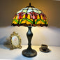 Traditional Tiffany Lines Flower Pattern Resin Glass 2-Light Table Lamp For Bedroom