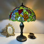 Traditional Tiffany Lines Flower Pattern Resin Glass 2-Light Table Lamp For Bedroom